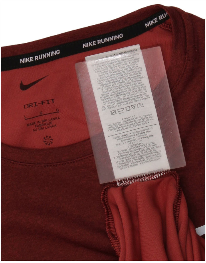 Nike Mens Running T-Shirt Top Grande Poliéster Borgonha