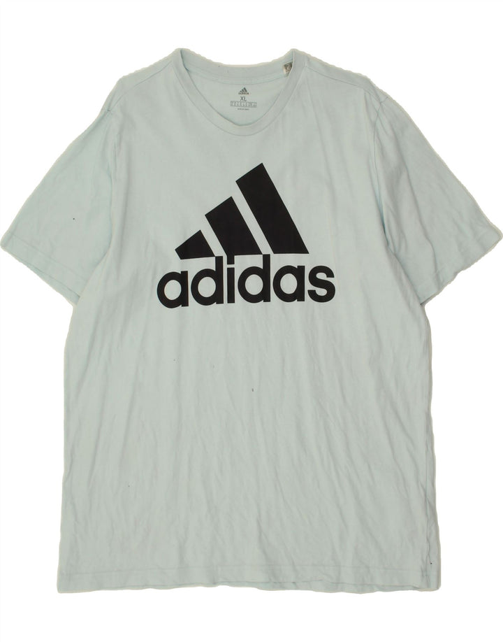 ADIDAS Mens Graphic T-Shirt Top XL Blue Cotton Vintage Adidas and Second-Hand Adidas from Messina Hembry 