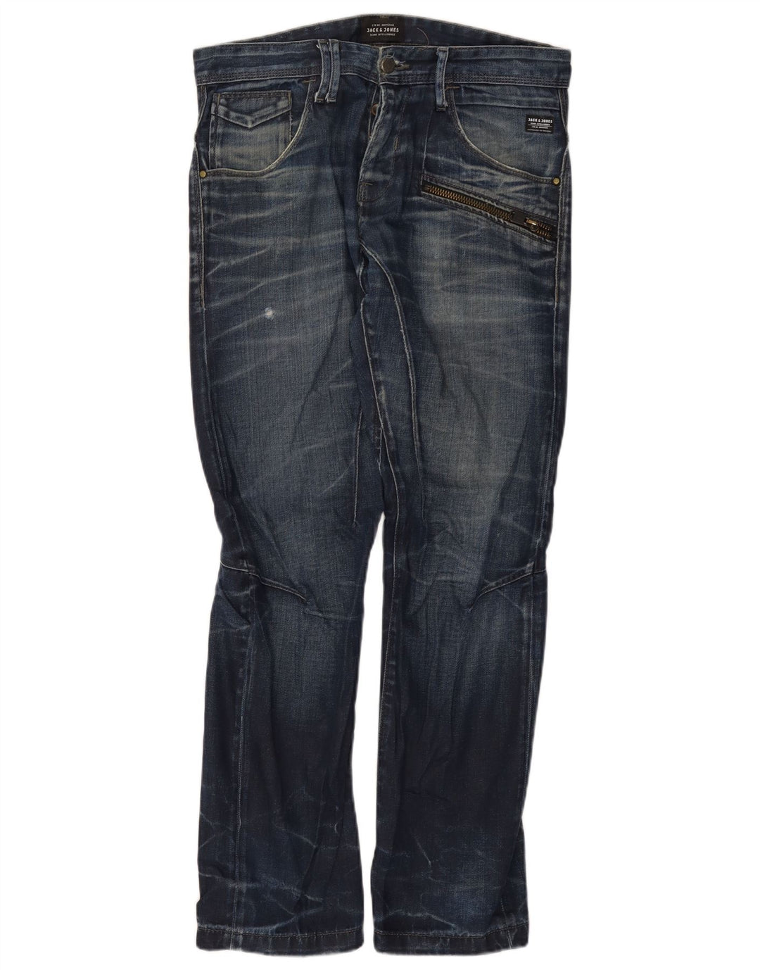 Jeans retos masculinos Jack & Jones W32 L32 algodão azul