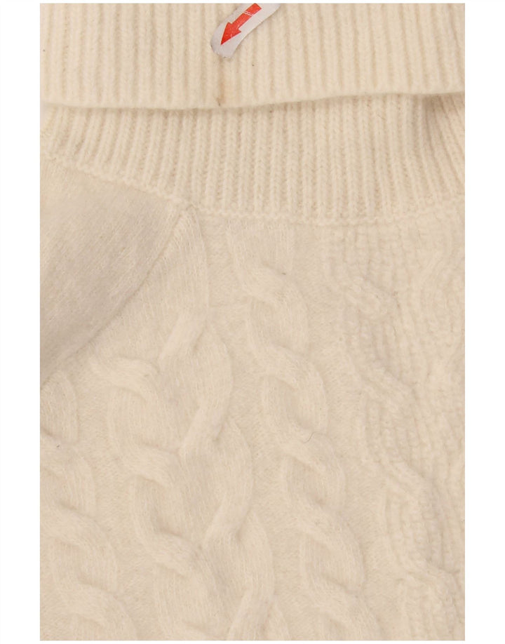 Suéter feminino Reiss com gola redonda e lã branca média UK 14