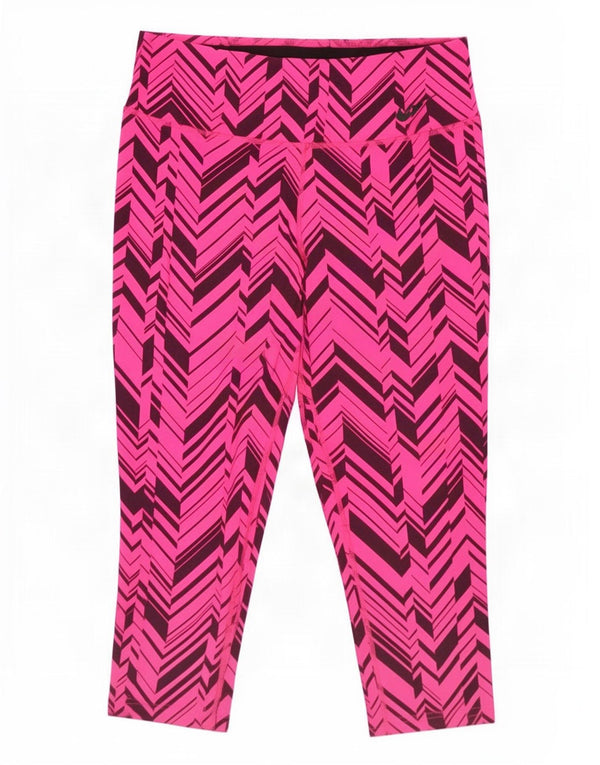 Leggings Nike Dri Fit Capri UK 14 Médio Rosa Geométrico Nylon