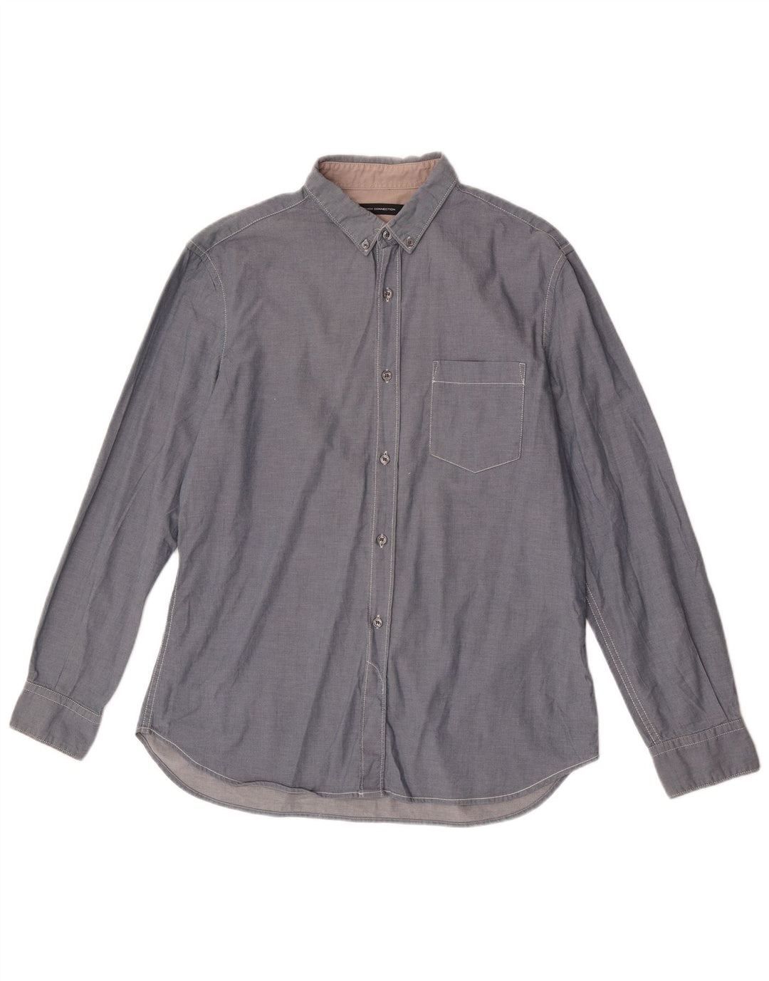 Camisa masculina French Connection grande algodão azul
