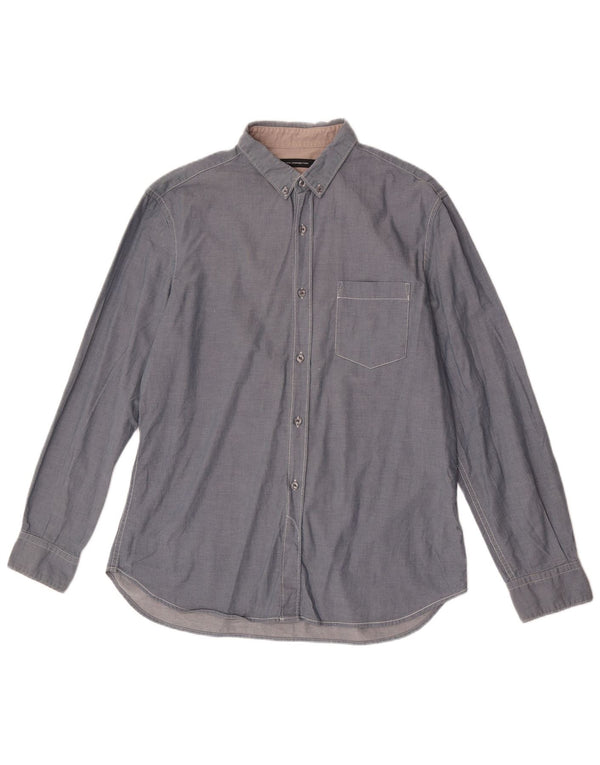 Camisa masculina French Connection grande algodão azul