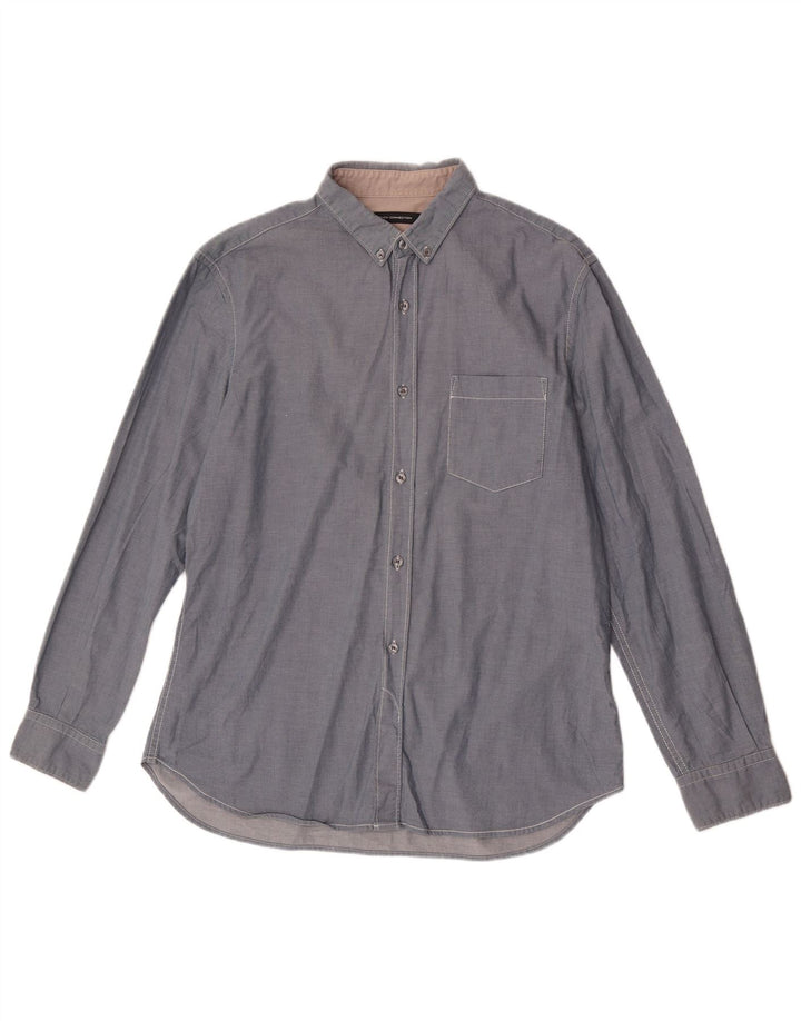 Camisa masculina French Connection grande algodão azul