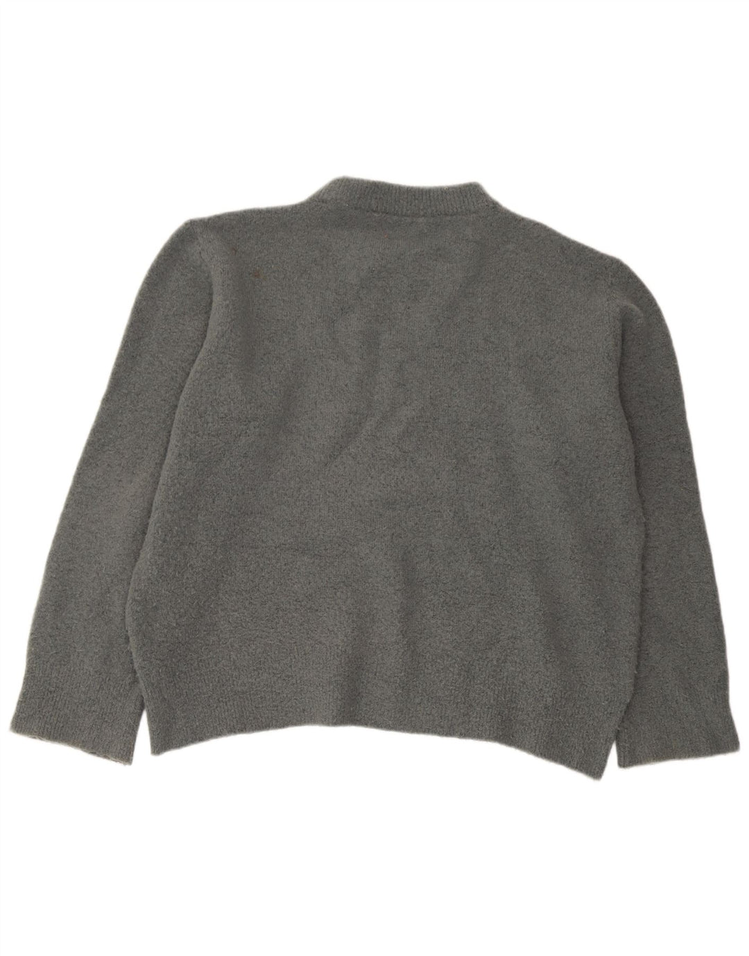 Zara Suéter feminino oversized com gola redonda Reino Unido 14 cinza médio acrílico
