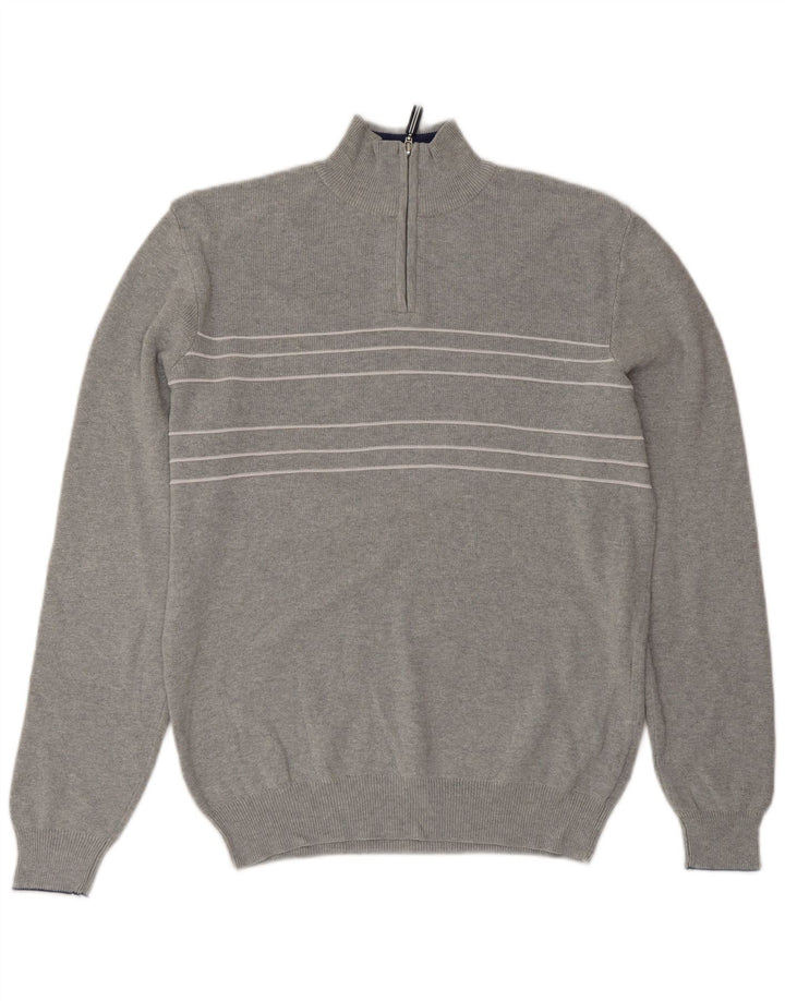 Suéter masculino Marks & Spencer Blue Harbor com zíper e gola pequena cinza