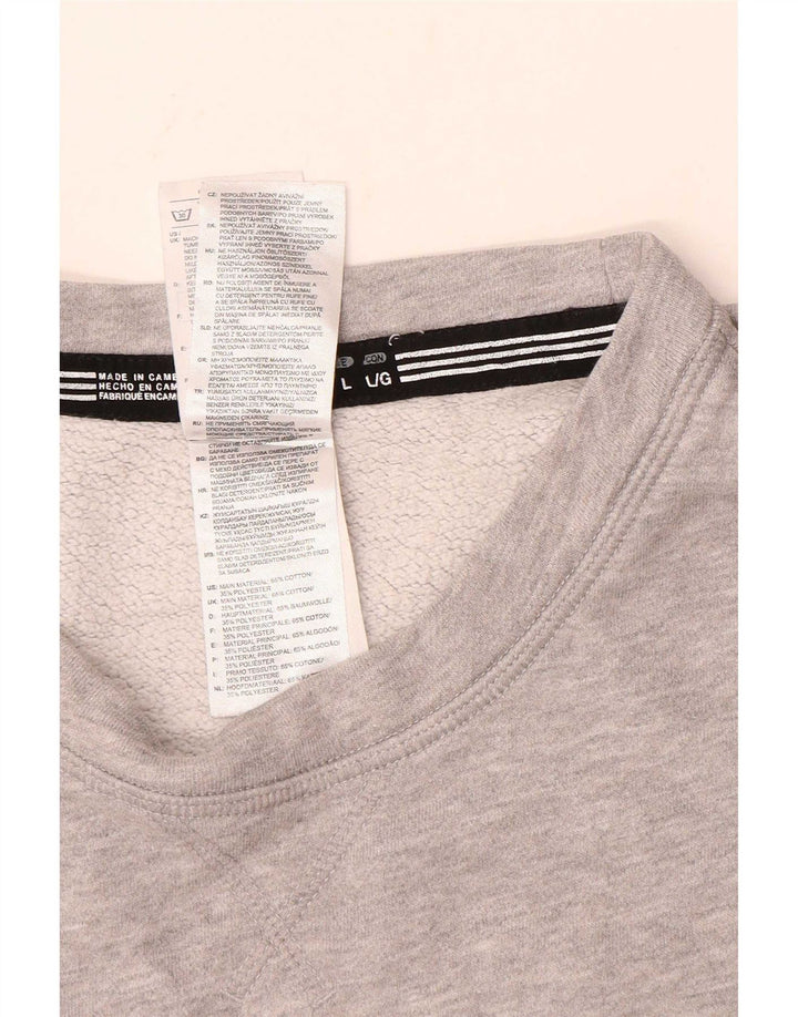 Adidas Mens Graphic Moletom Jumper Grande Algodão Cinza