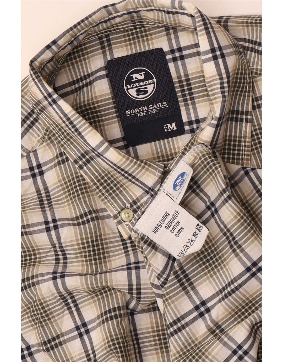 Camisa masculina de manga curta North Sails algodão xadrez verde médio