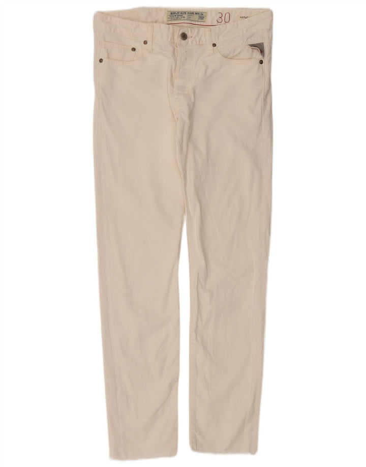 REPLAY Jeans feminino Hamwell Slim W30 L34 algodão branco
