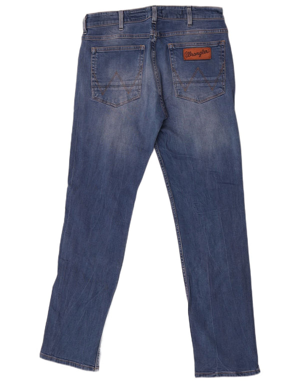 Wrangler Mens Greensboro Straight Jeans W33 L32 Azul Algodão