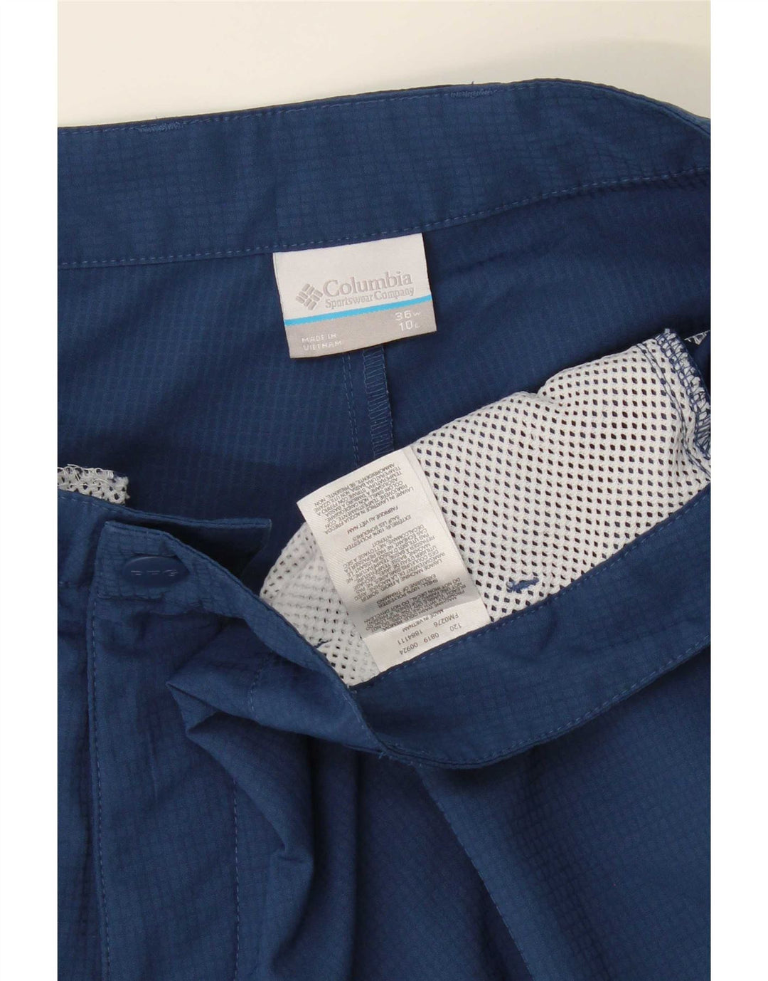 Columbia Mens Cargo Shorts W36 Grande Poliéster Xadrez Azul Marinho