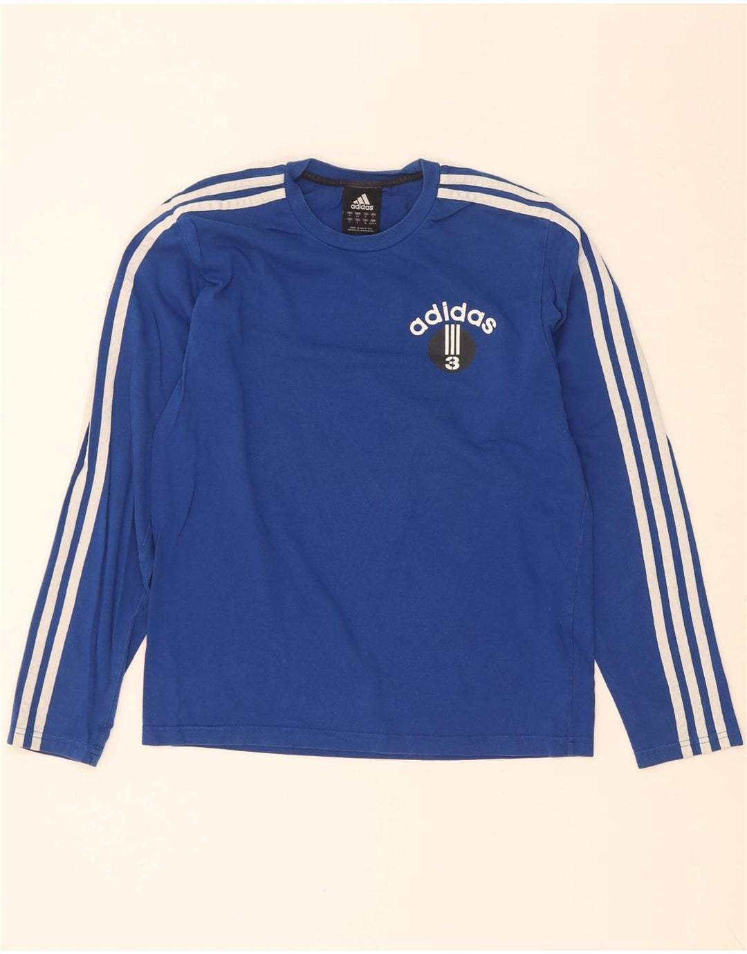 Adidas Mens Graphic Top Manga Longa Pequeno Azul Algodão