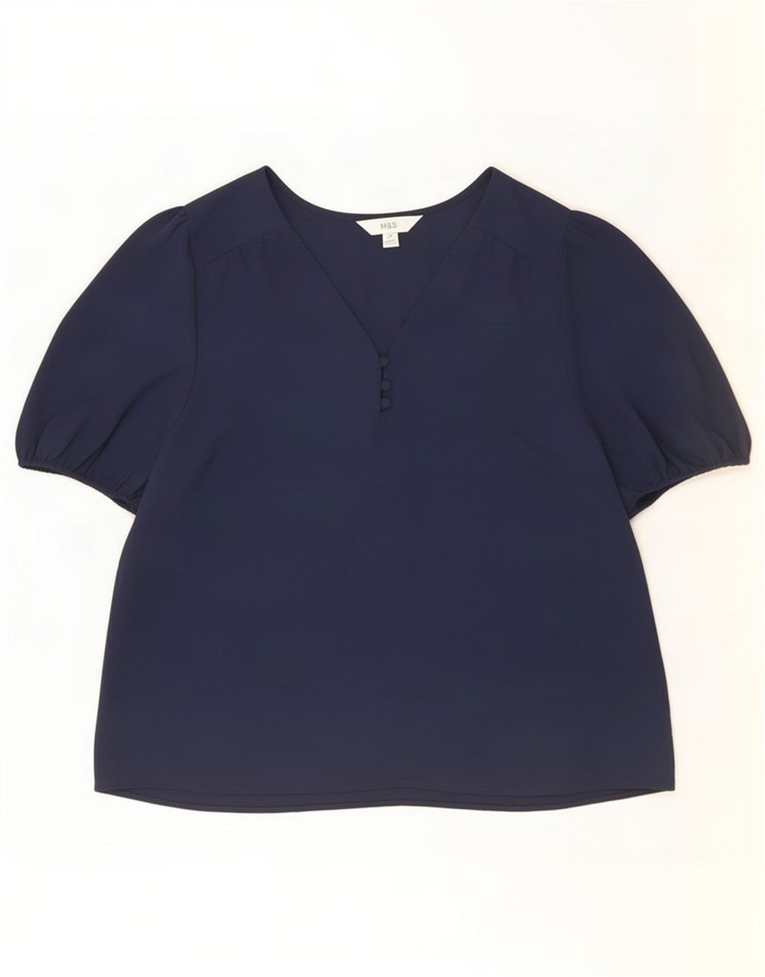 Blusa feminina Marks & Spencer UK 14 poliéster azul marinho médio