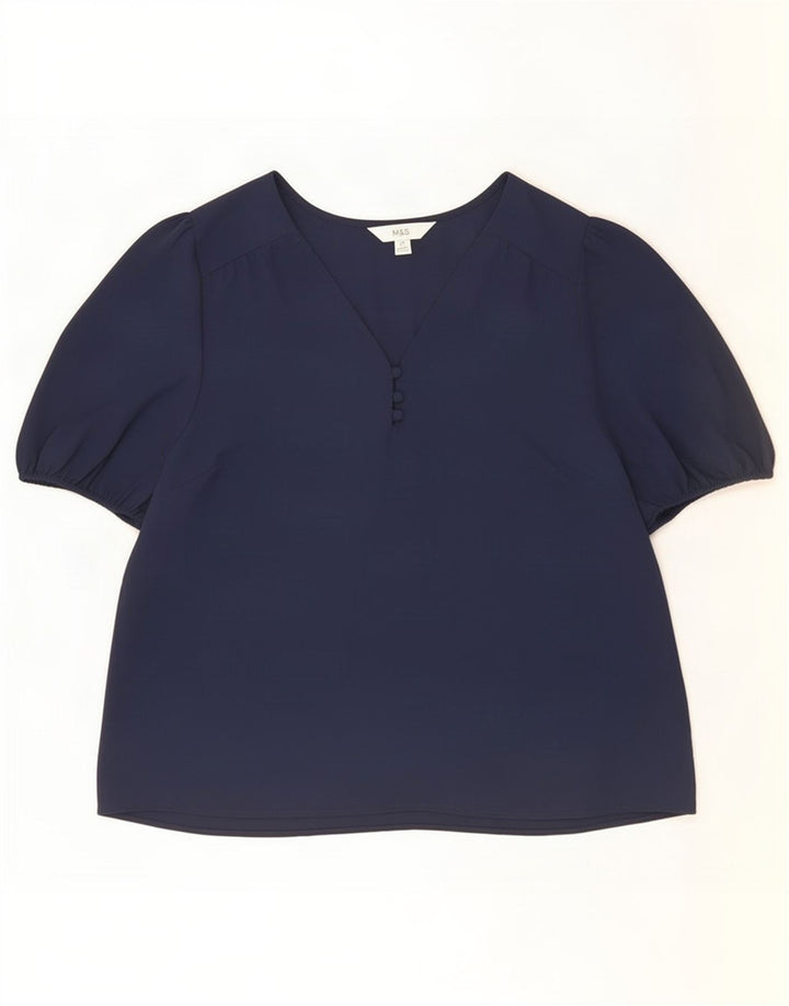 Blusa feminina Marks & Spencer UK 14 poliéster azul marinho médio