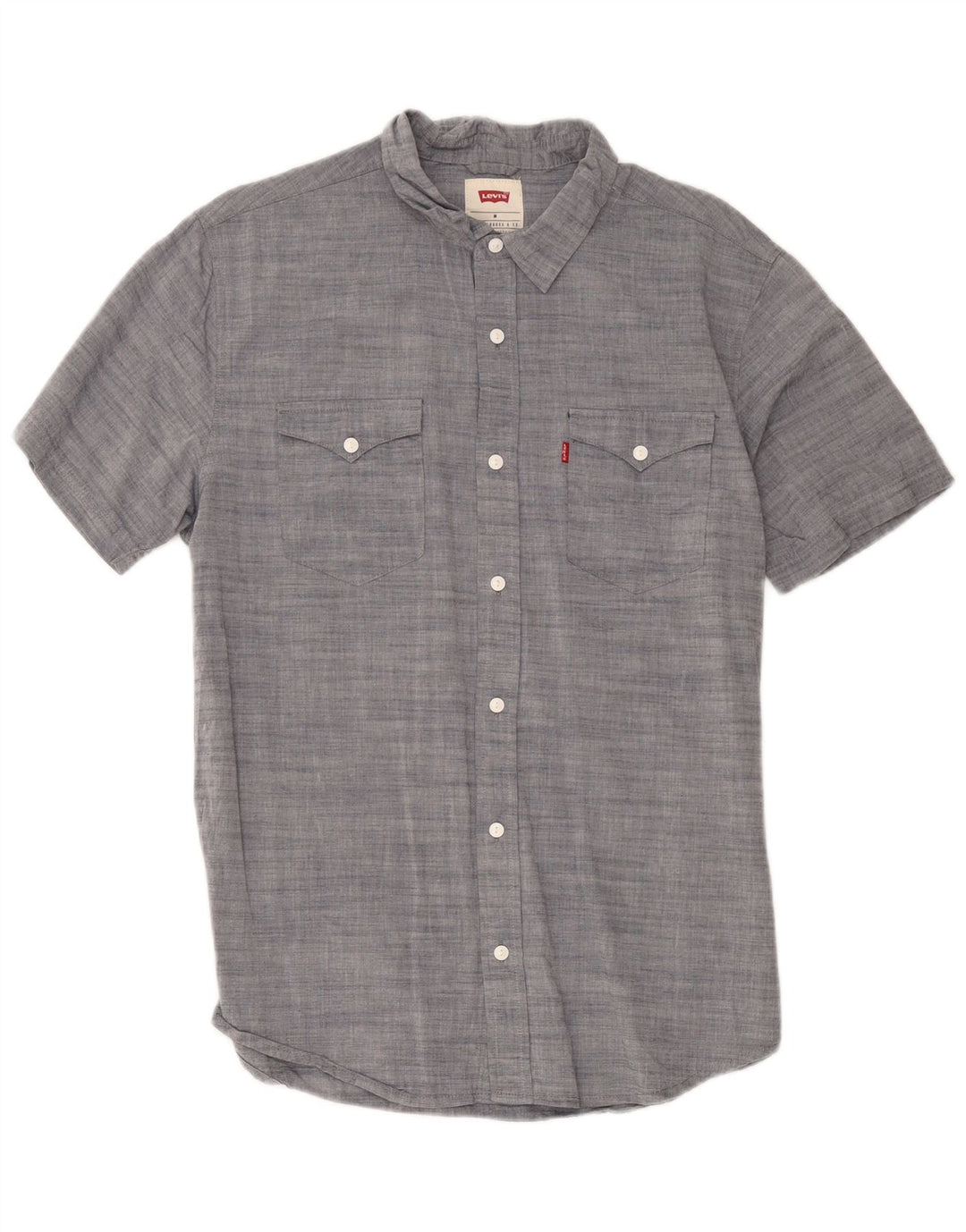 Camisa masculina de manga curta Levi's cinza médio algodão manchado
