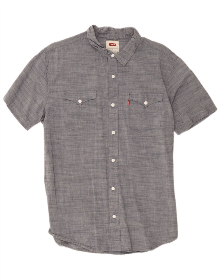 Camisa masculina de manga curta Levi's cinza médio algodão manchado