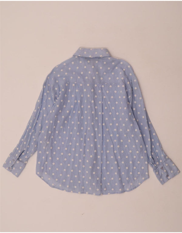 Zara Camisa Feminina UK 10 Pequenas Bolinhas Azul Poliéster