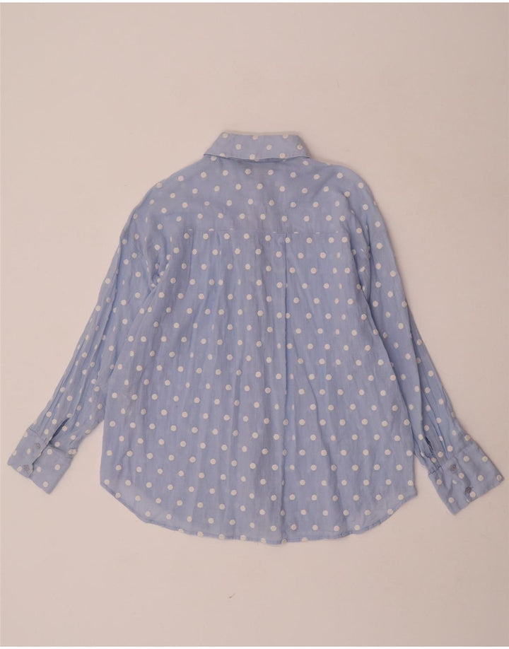 Zara Camisa Feminina UK 10 Pequenas Bolinhas Azul Poliéster