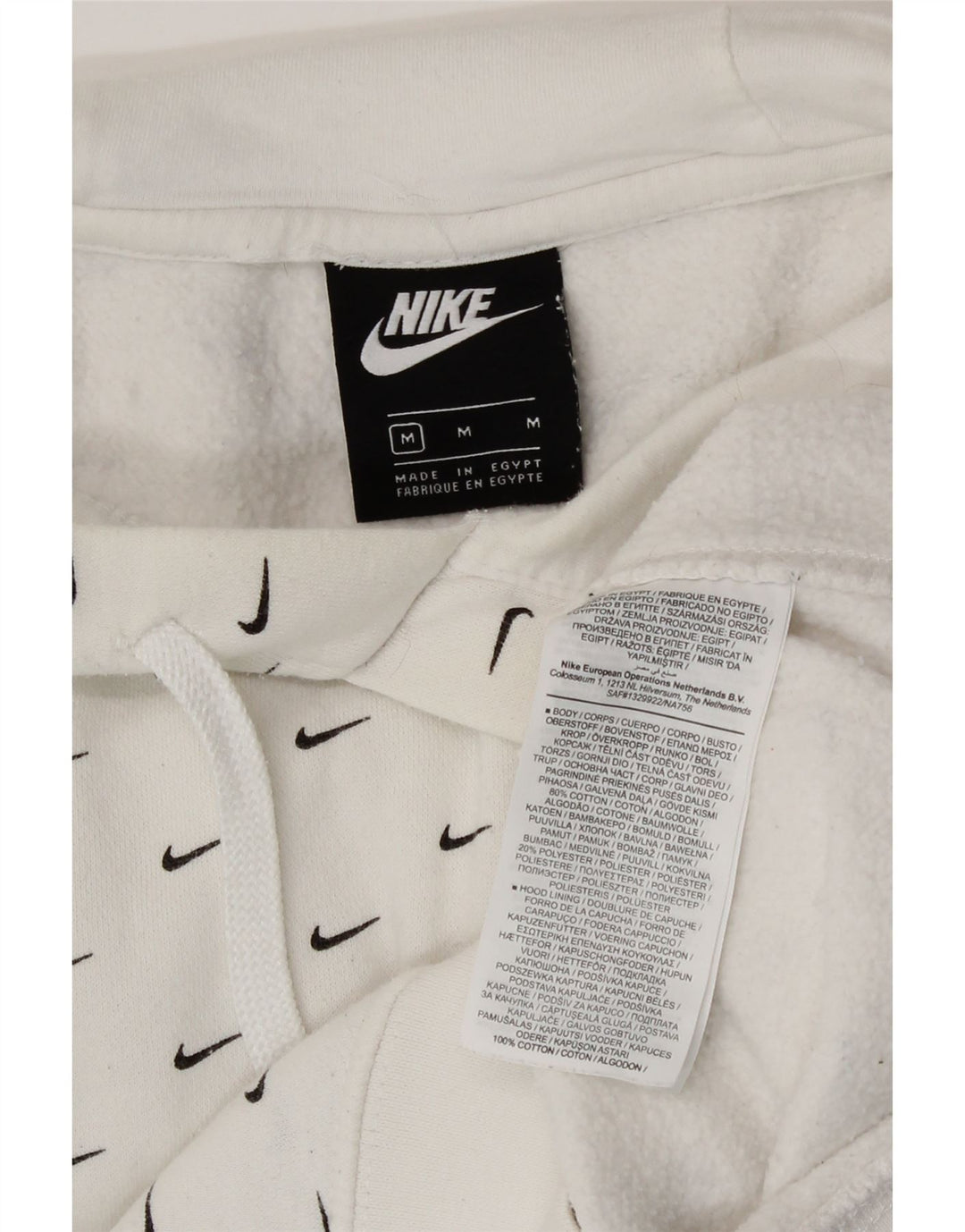 Nike masculino gráfico moletom com capuz médio algodão branco