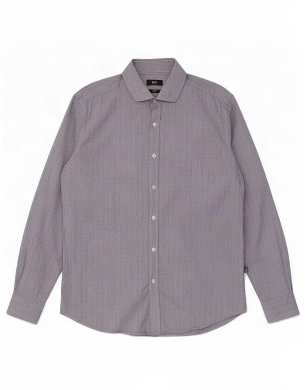 Camisa Slim Fit Masculina Hugo Boss XL Listrada Azul