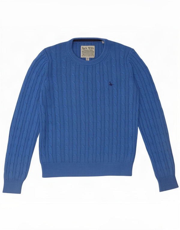 Suéter feminino Jack Wills com gola redonda, 8 algodão azul pequeno