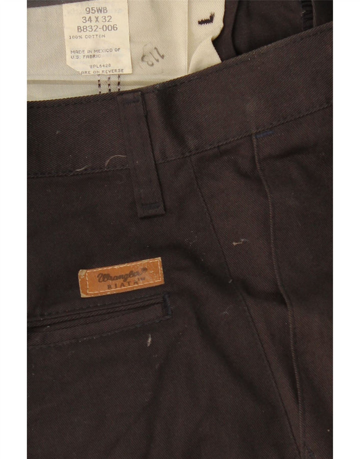 WRANGLER Mens Straight Chino Trousers W34 L32 Brown Cotton Vintage Wrangler and Second-Hand Wrangler from Messina Hembry 