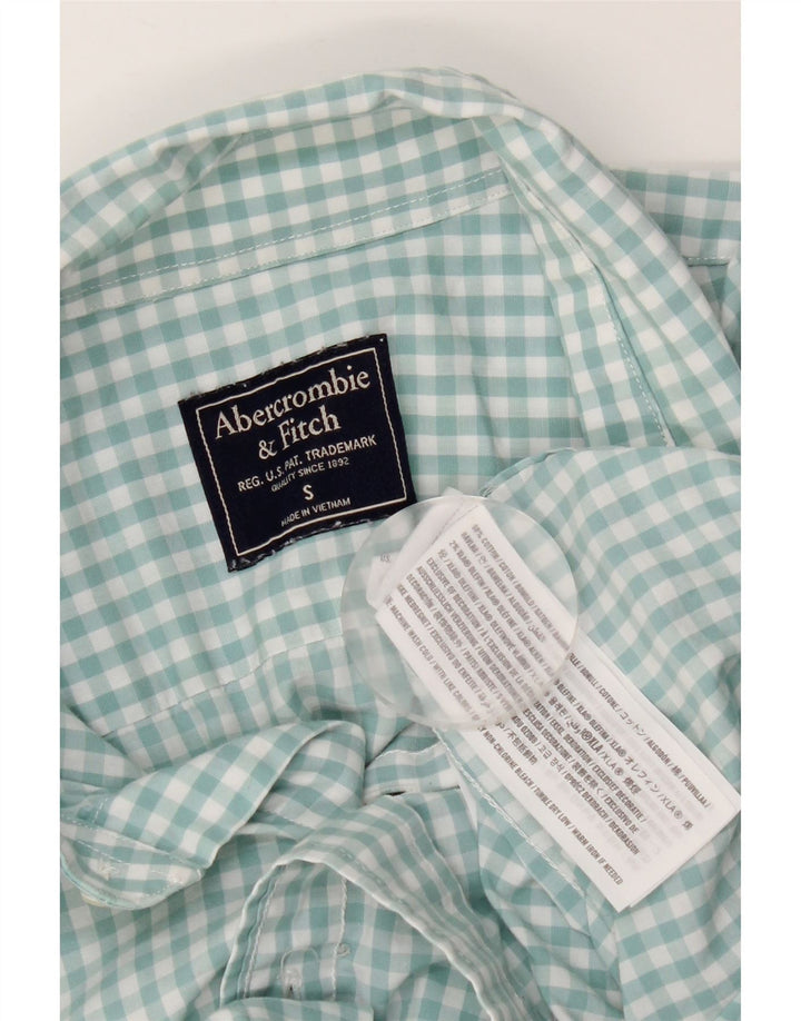 Camisa masculina Abercrombie & Fitch pequena verde algodão guingão