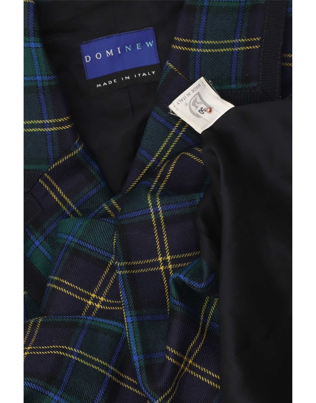 Jaqueta blazer feminina Dominew com 3 botões IT 50 XL verde xadrez lã virgem