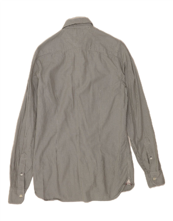 TOMMY HILFIGER Mens Slim Fit Shirt XS Grey Houndstooth Cotton Vintage Tommy Hilfiger and Second-Hand Tommy Hilfiger from Messina Hembry 