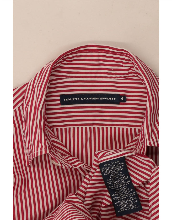 Camisa feminina RALPH LAUREN US 4 pequena listrada vermelha de algodão