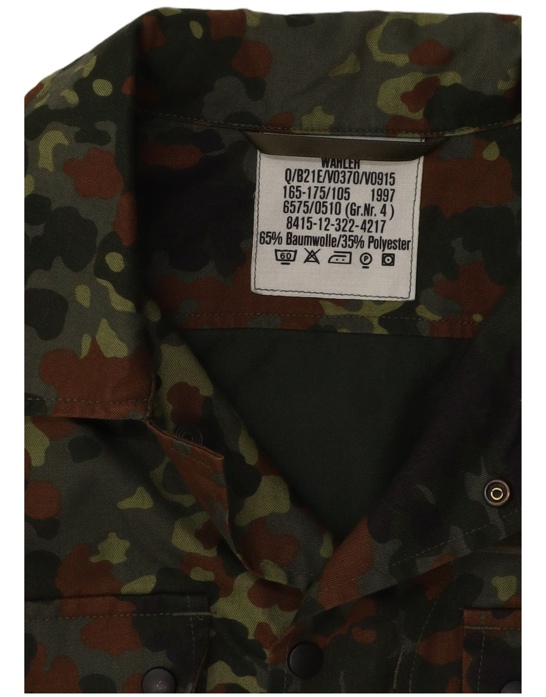 Jaqueta militar masculina VINTAGE Reino Unido 40 grande algodão camuflado cáqui