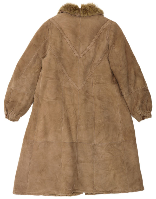 Casaco feminino VINTAGE Shearling UK 14 marrom médio