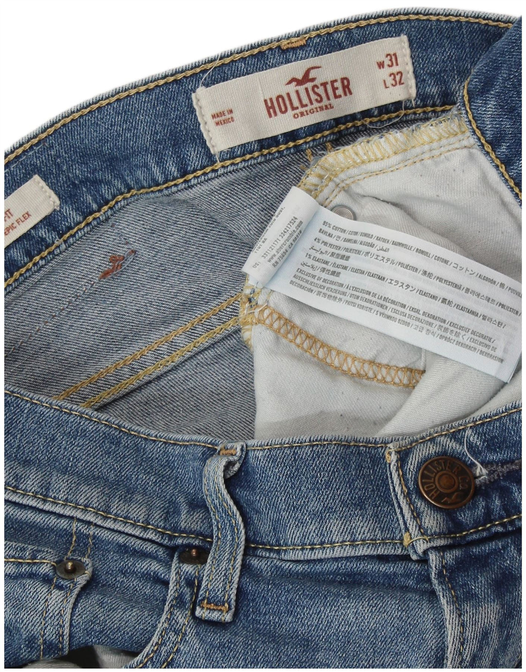 Calça jeans skinny masculina HOLLISTER W31 L32 algodão azul