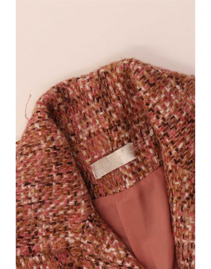 Sobretudo feminino vintage UK 8 pequeno rosa manchado