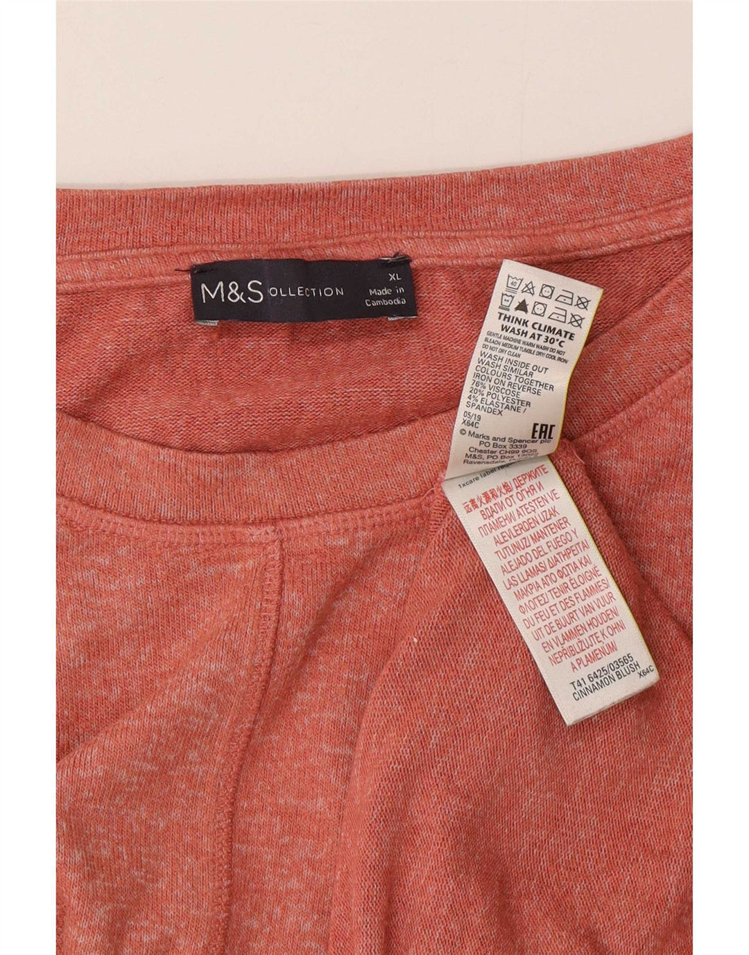 Camiseta feminina grande Marks & Spencer UK 18 XL viscose vermelha