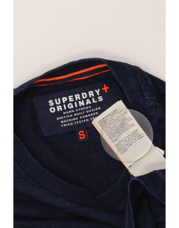 Camiseta masculina Superdry Top pequeno algodão azul marinho