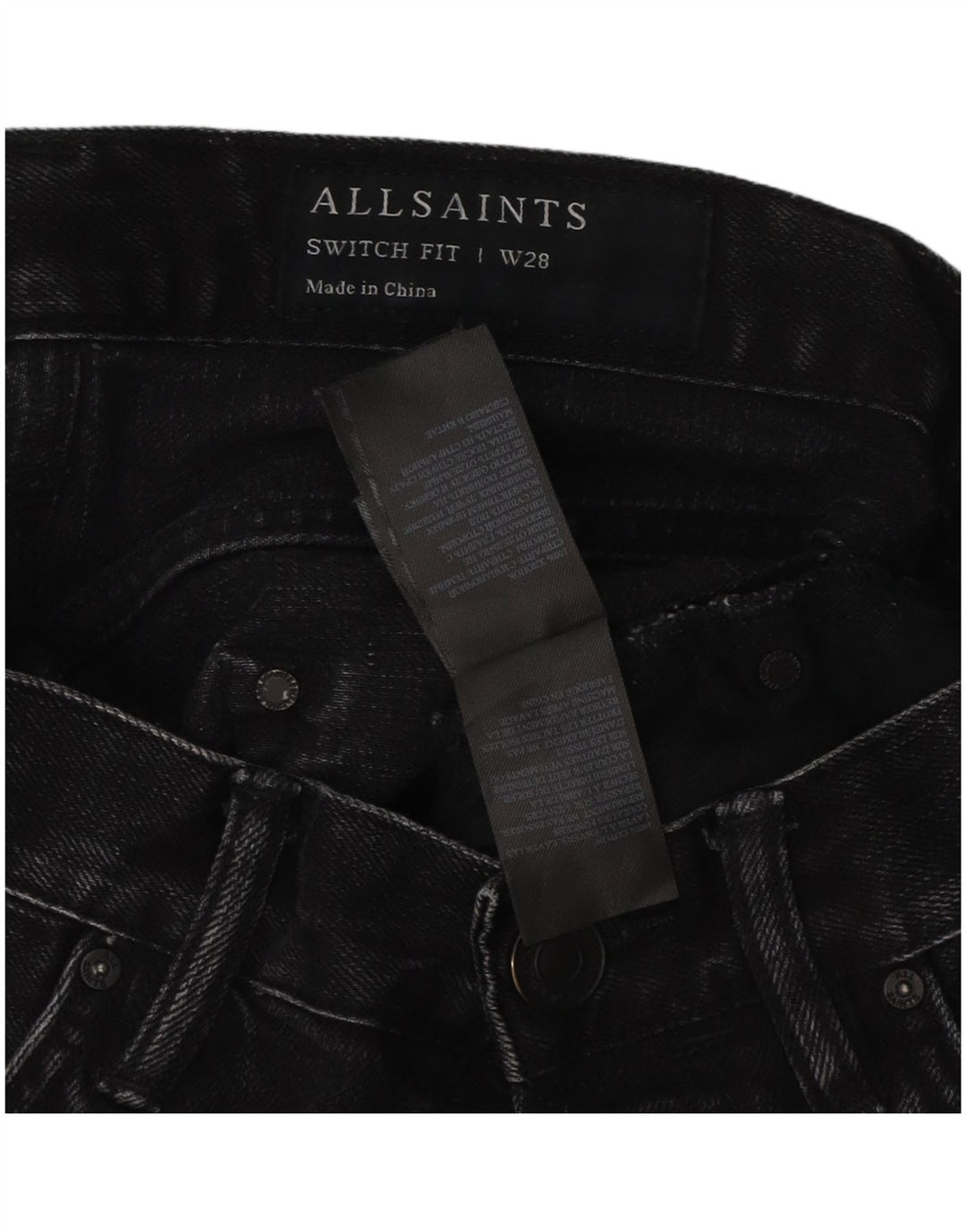 Shorts jeans All Saints masculino Switch Fit W28 algodão preto médio