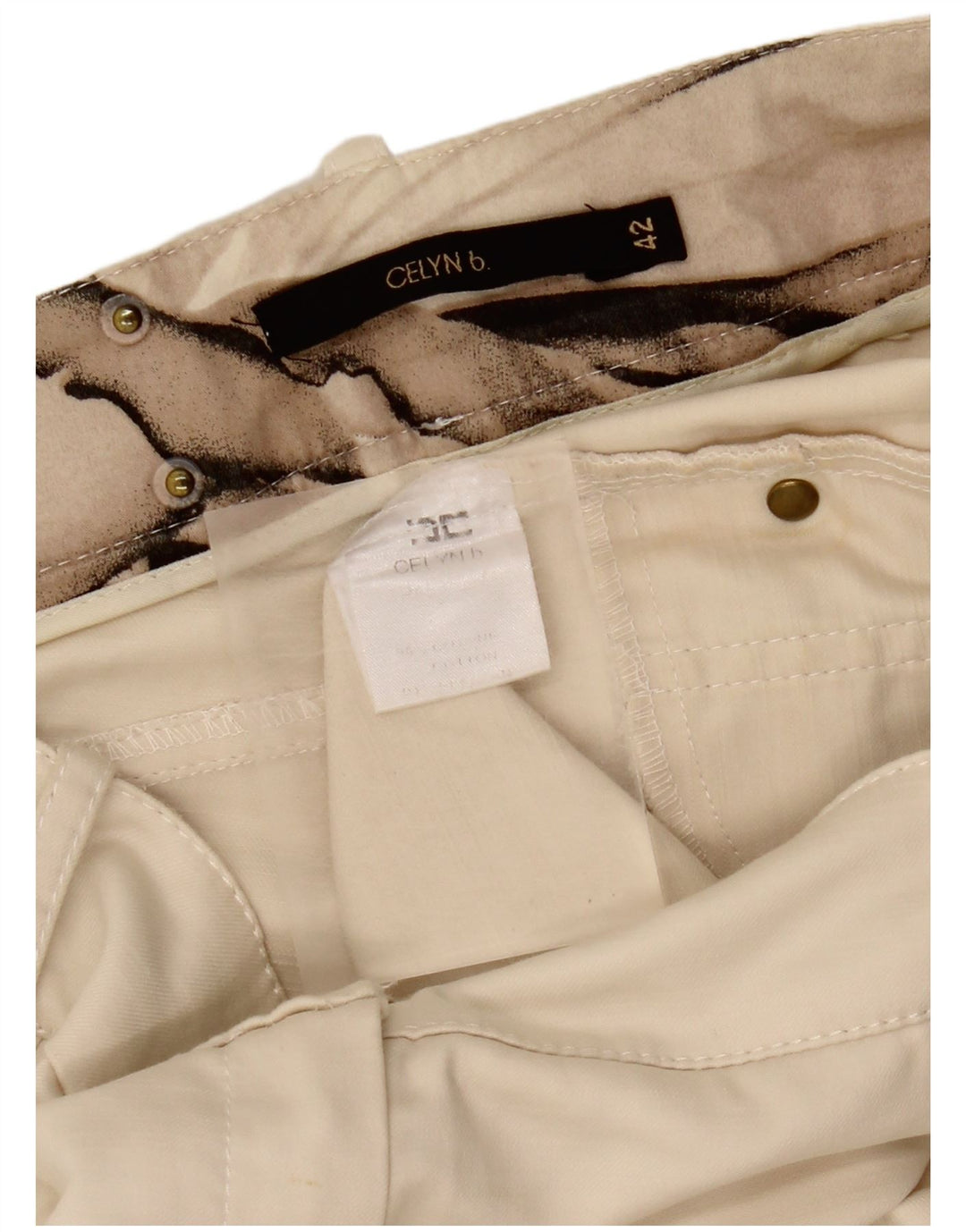 Calça feminina casual justa CELYN B IT 42 médio W30 L29 algodão branco