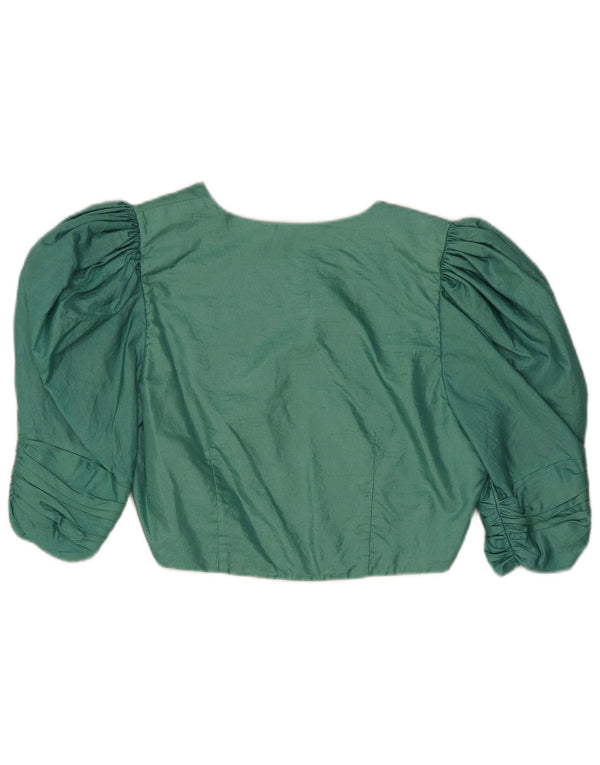 Bolero feminino vintage manga 3/4 UK 10 pequeno verde
