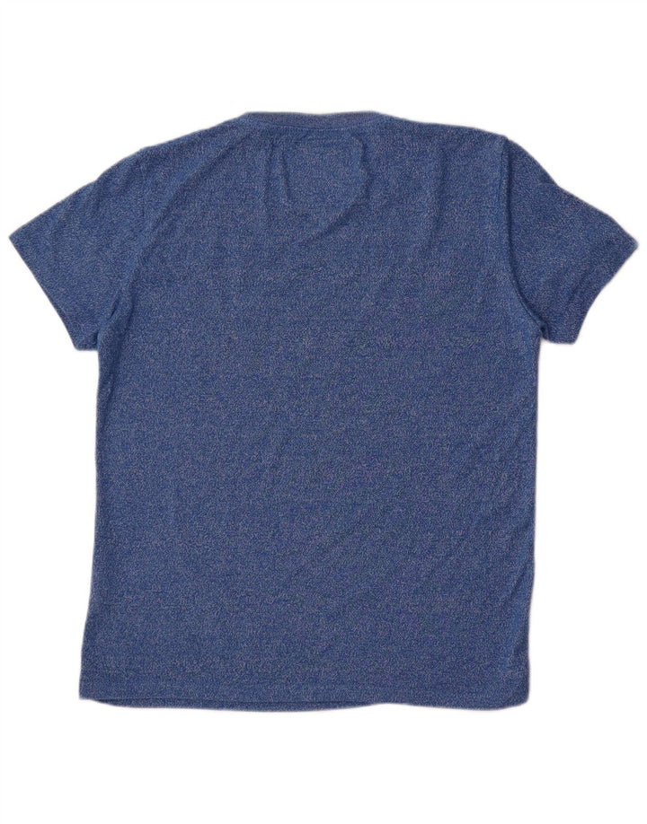 Camiseta masculina Superdry com estampa gráfica de algodão manchado azul médio