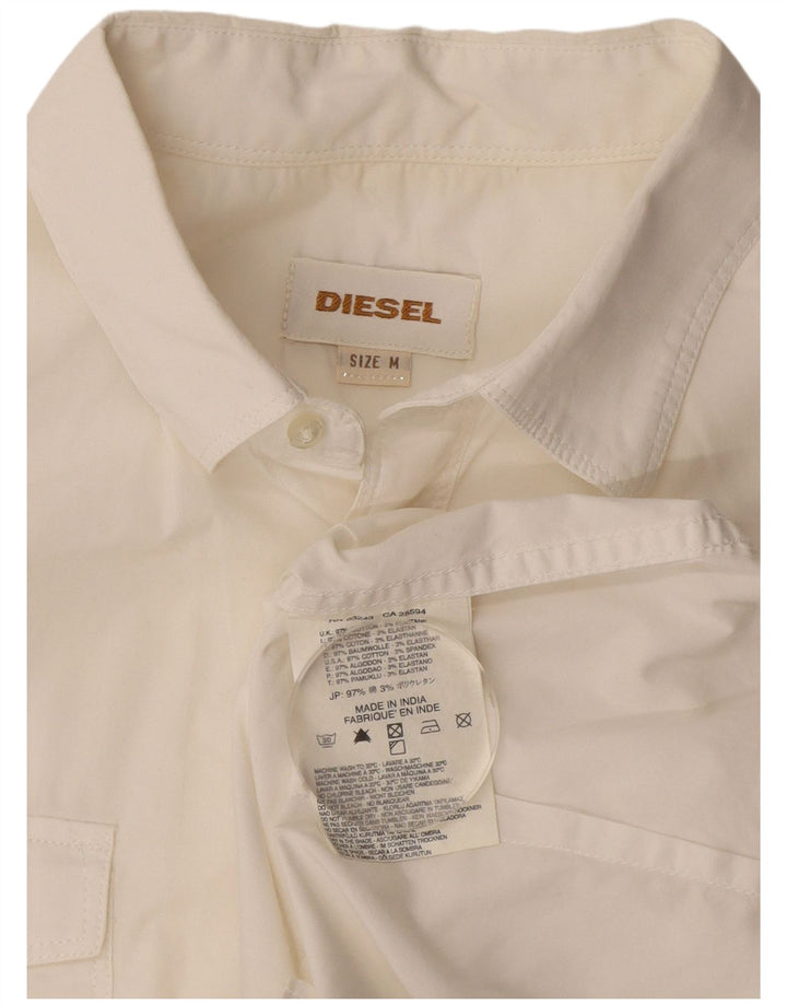 Camisa masculina diesel de manga curta de algodão branco médio