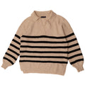 Suéter feminino Marks & Spencer com gola polo e listras bege médio Reino Unido 14