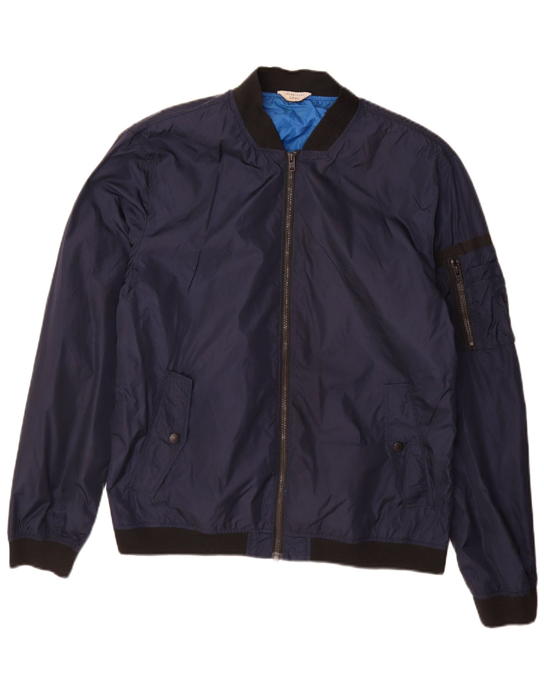 Jaqueta bomber masculina Jack & Jones UK 40 grande nylon azul marinho