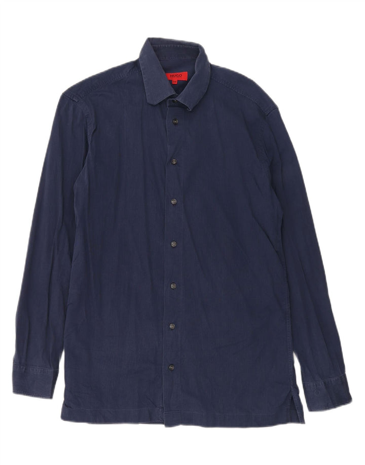 Camisa masculina Hugo Boss azul marinho médio