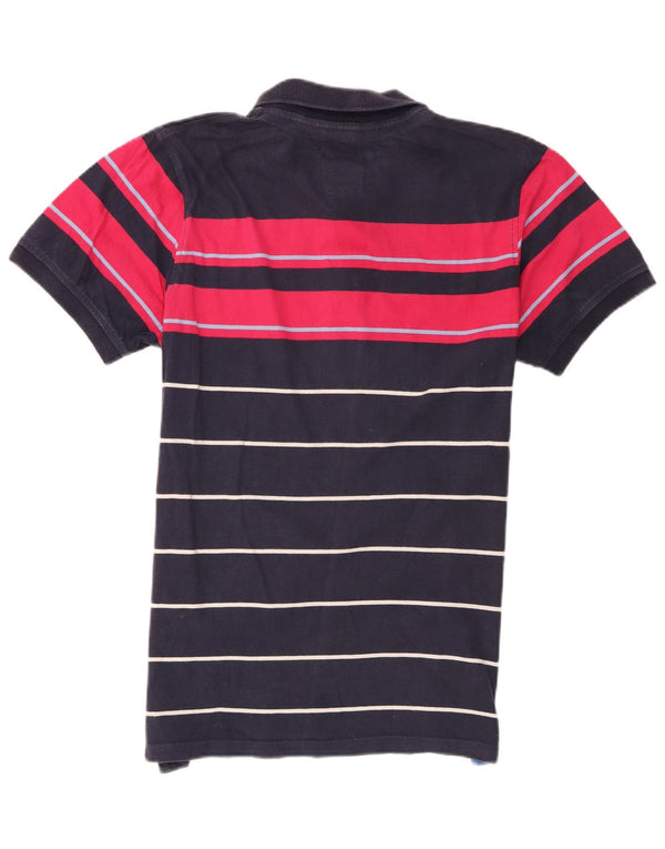 Camisa polo masculina Crew Clothing azul marinho médio algodão colorblock