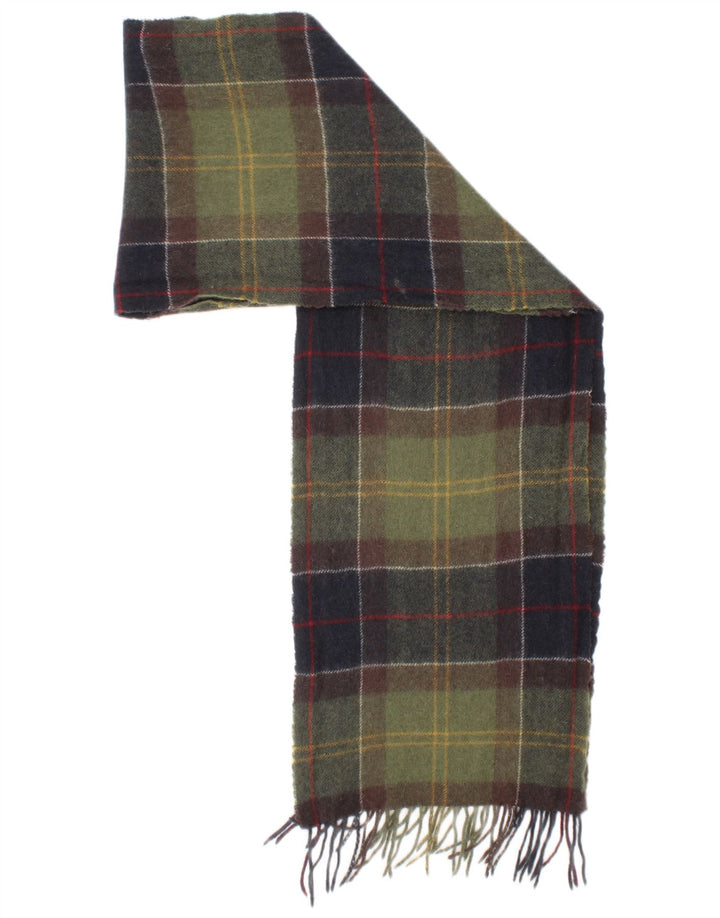 Lenço retangular masculino Barbour tamanho único de lã xadrez verde