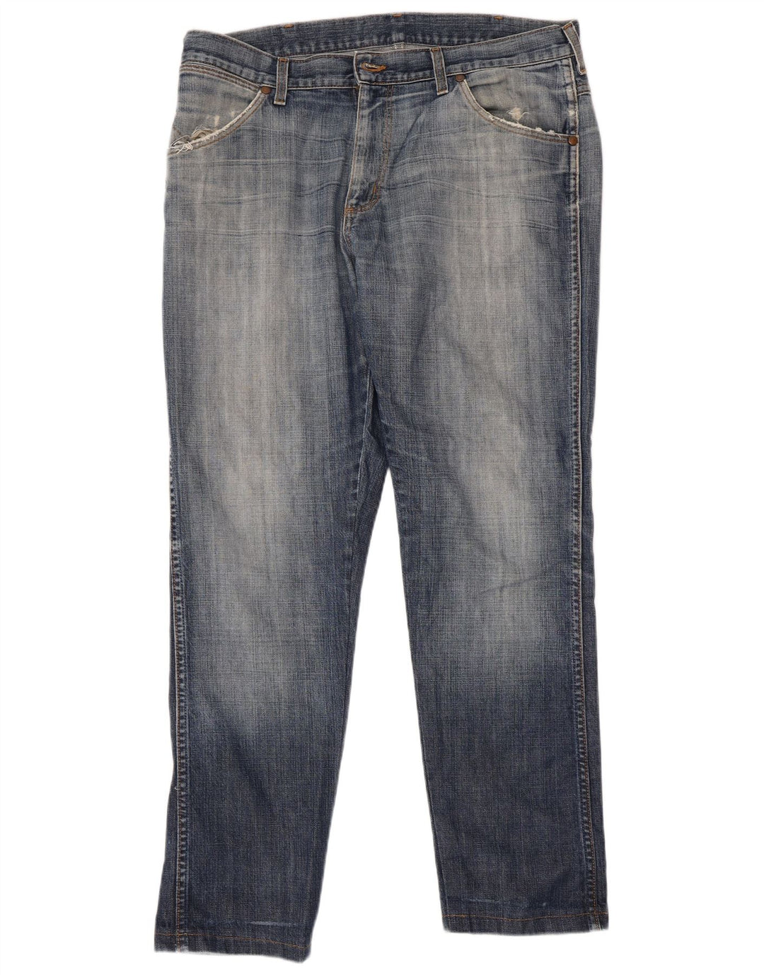 Wrangler Mens Straight Jeans W36 L30 Azul Algodão