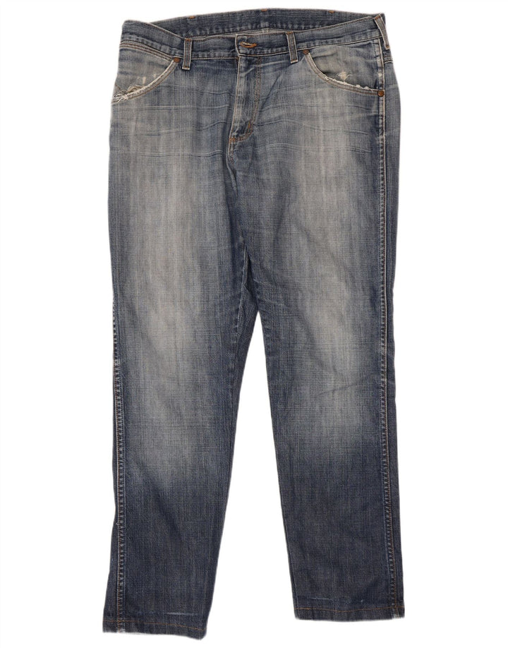 Wrangler Mens Straight Jeans W36 L30 Azul Algodão
