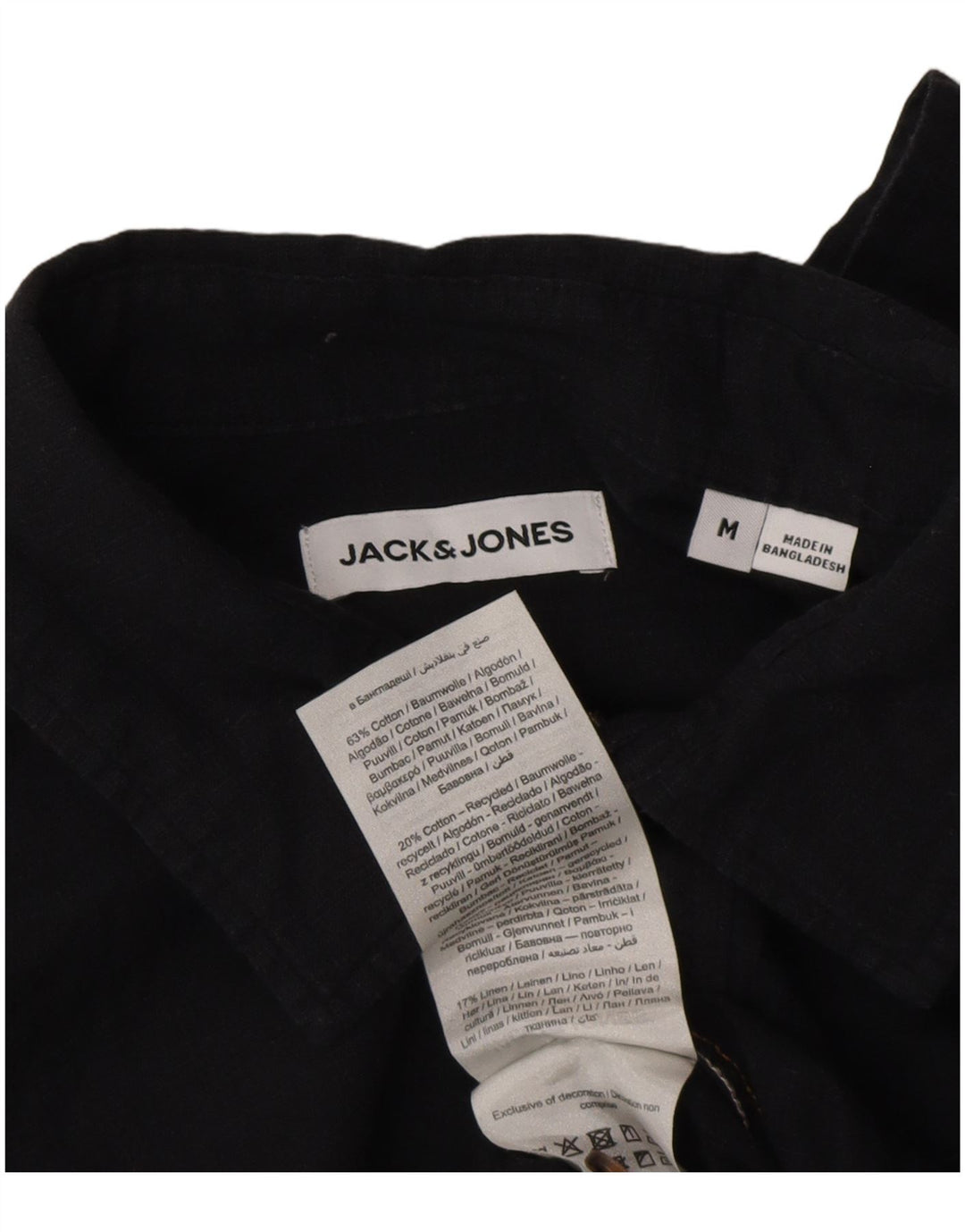 Camisa masculina Jack & Jones de algodão preto médio