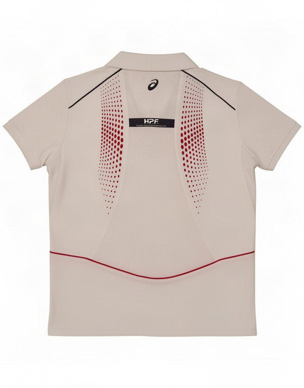 Asics Womens Graphic Polo shirt UK 14 Medium White Polyamide